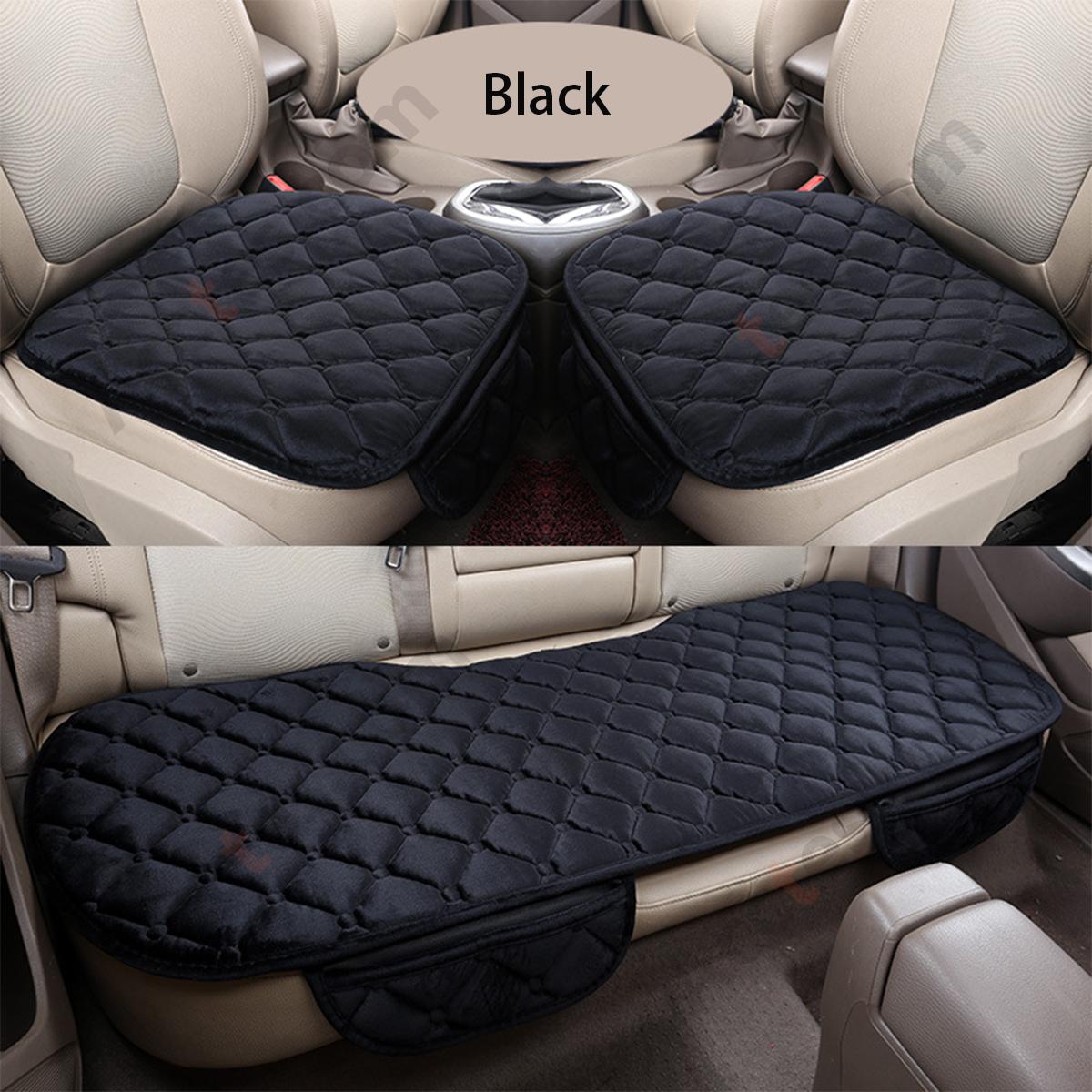 3Pcs Winter Plush Half-Backless Car Seat Cushion Set, Strap-Free Non-Slip