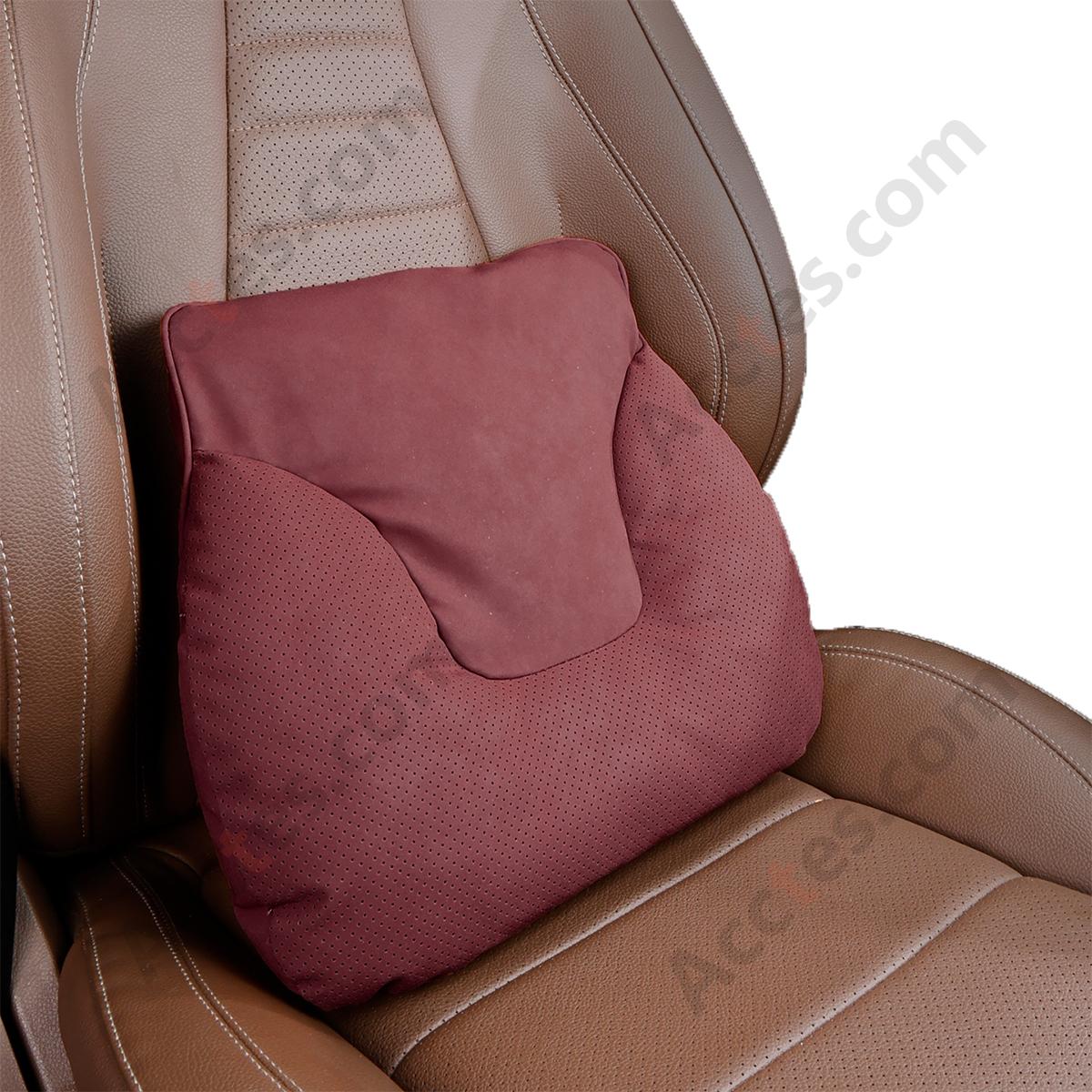 Bull Head Yacht Velvet Car Lumbar Support Pillow, Volcano Red