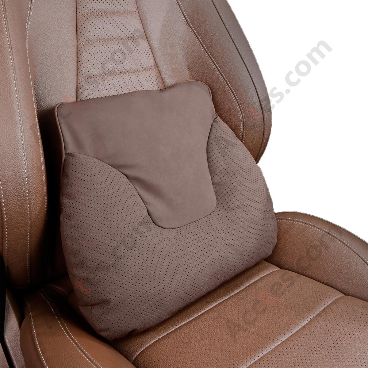 Bull Head Yacht Velvet Car Lumbar Support Pillow, Chestnut Brown