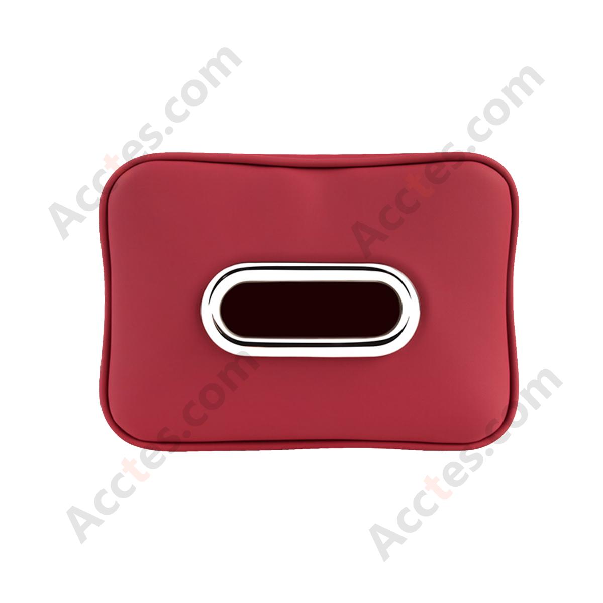 Leather Car Tissue Dispenser Box, Red