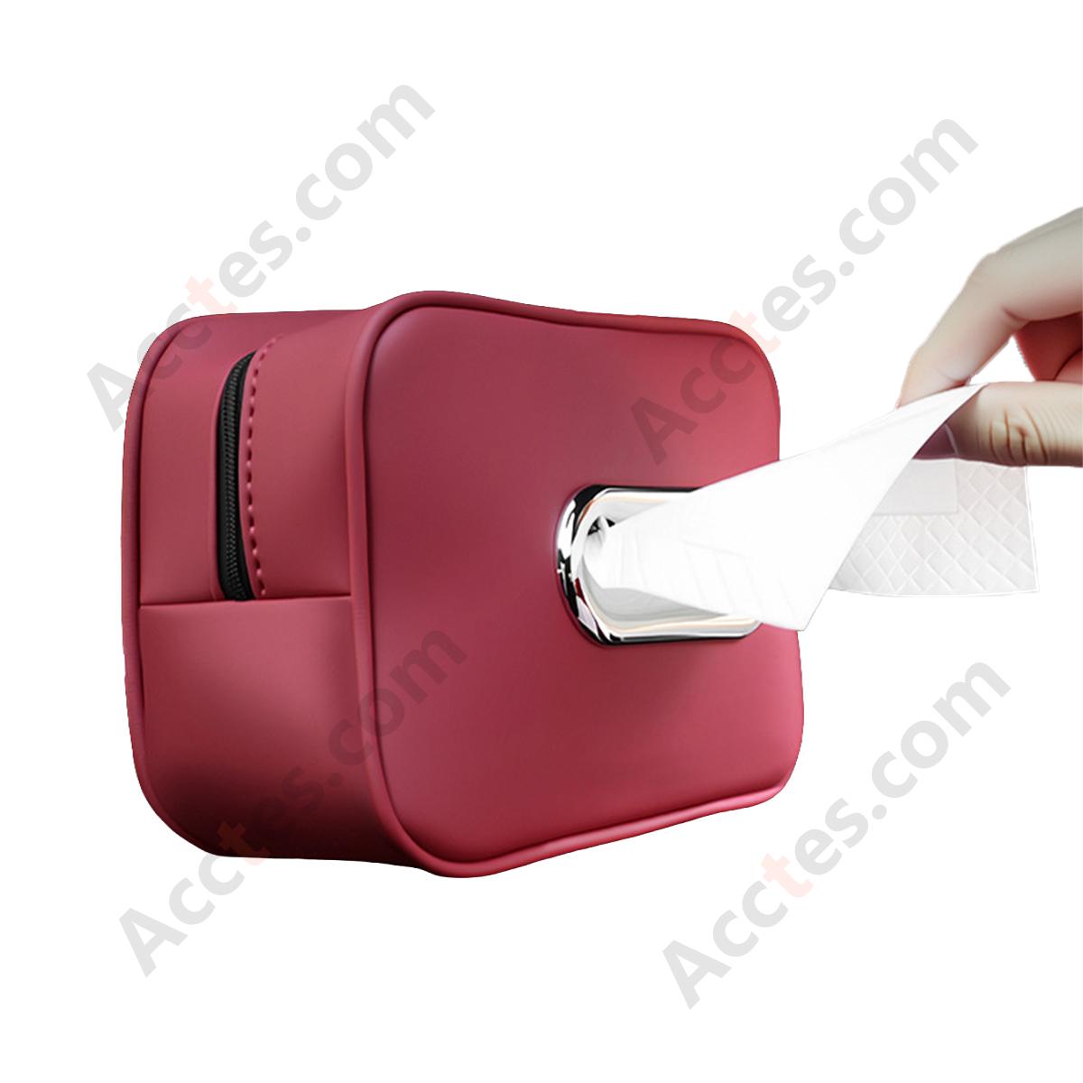 Leather Car Tissue Dispenser Box, Red
