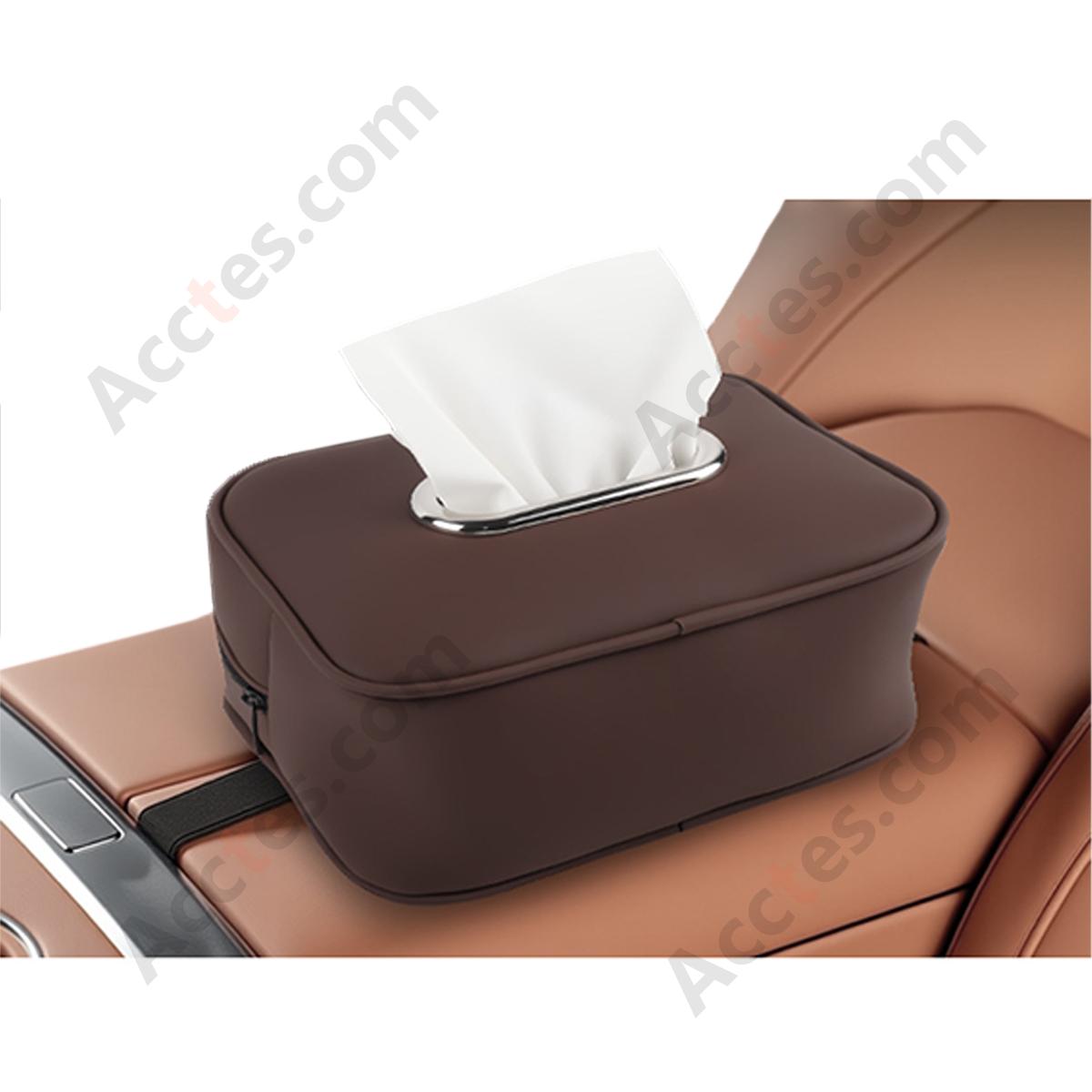 Leather Car Tissue Dispenser Box, Brown