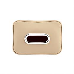 Leather Car Tissue Dispenser Box, Beige