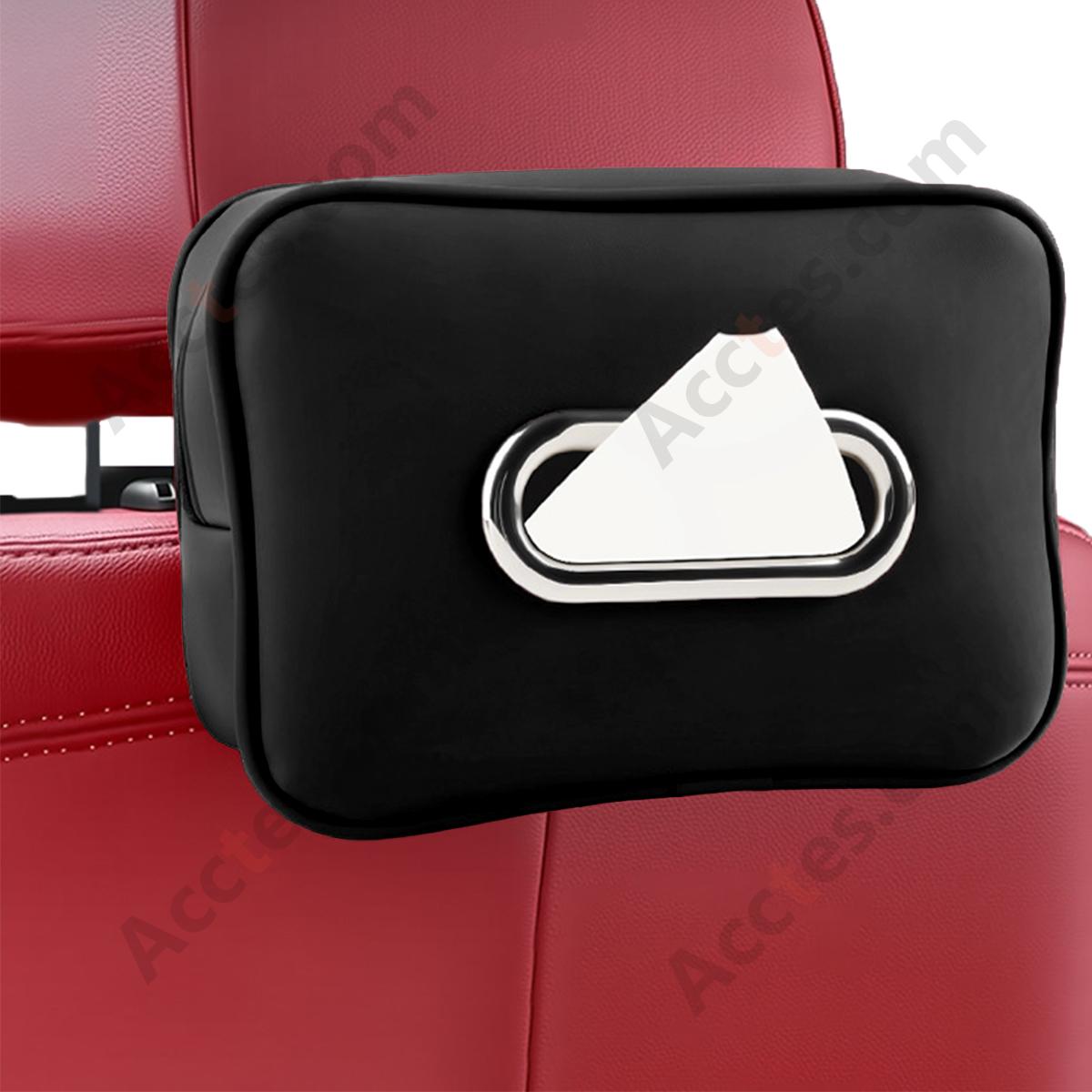 Leather Car Tissue Dispenser Box, Black