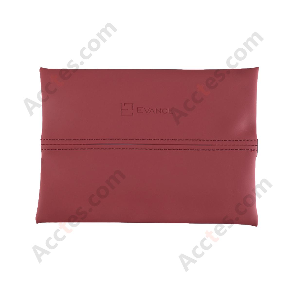 Cream Skin-Feel Car Tissue Pouch, Martha Red