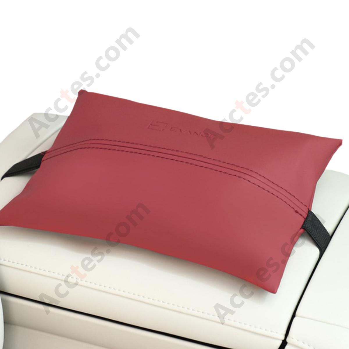 Cream Skin-Feel Car Tissue Pouch, Martha Red