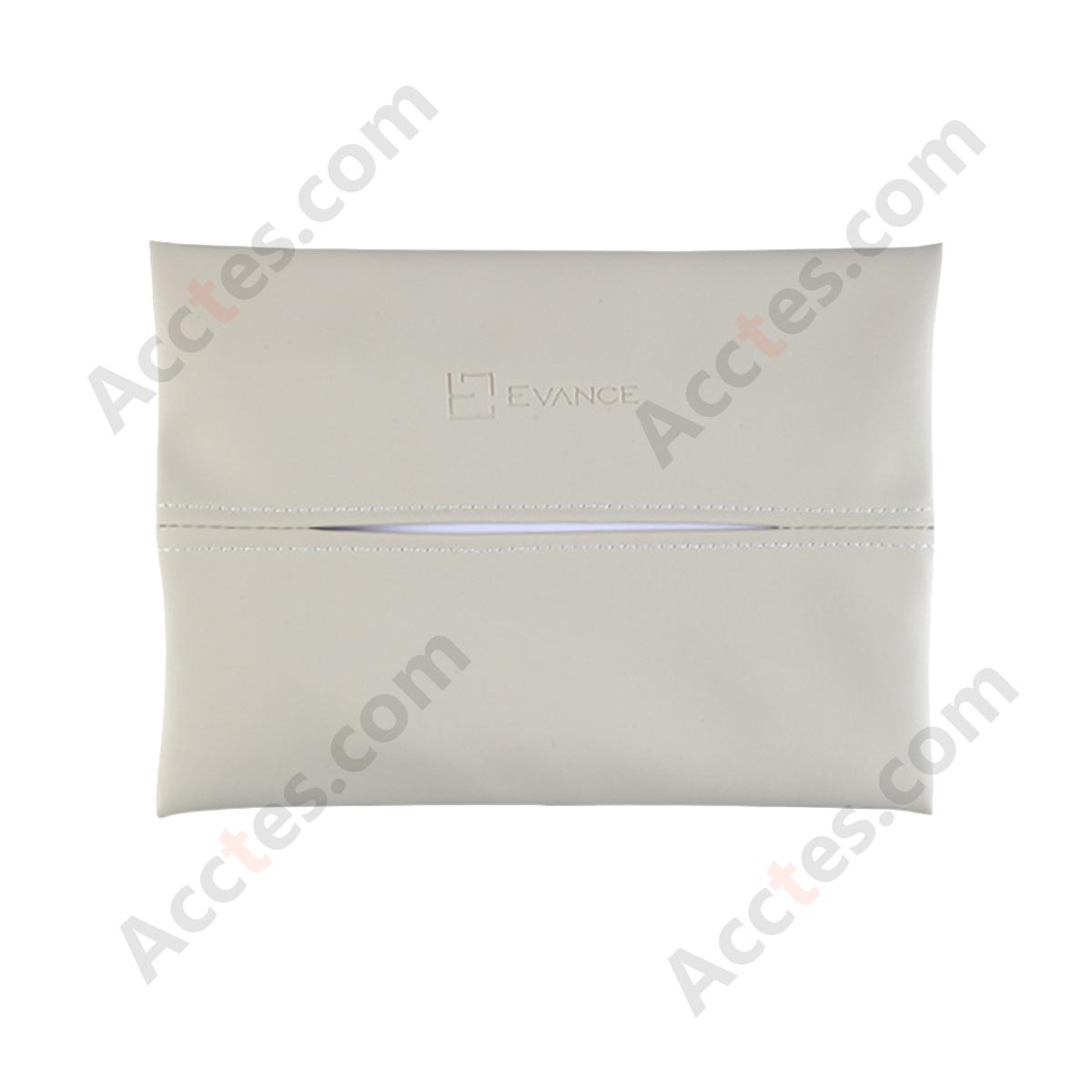Cream Skin-Feel Car Tissue Pouch, Ivory White