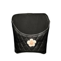 Car Middle Seat Hanging Storage Organizer Bag, Simple White Floral Print, Black Base