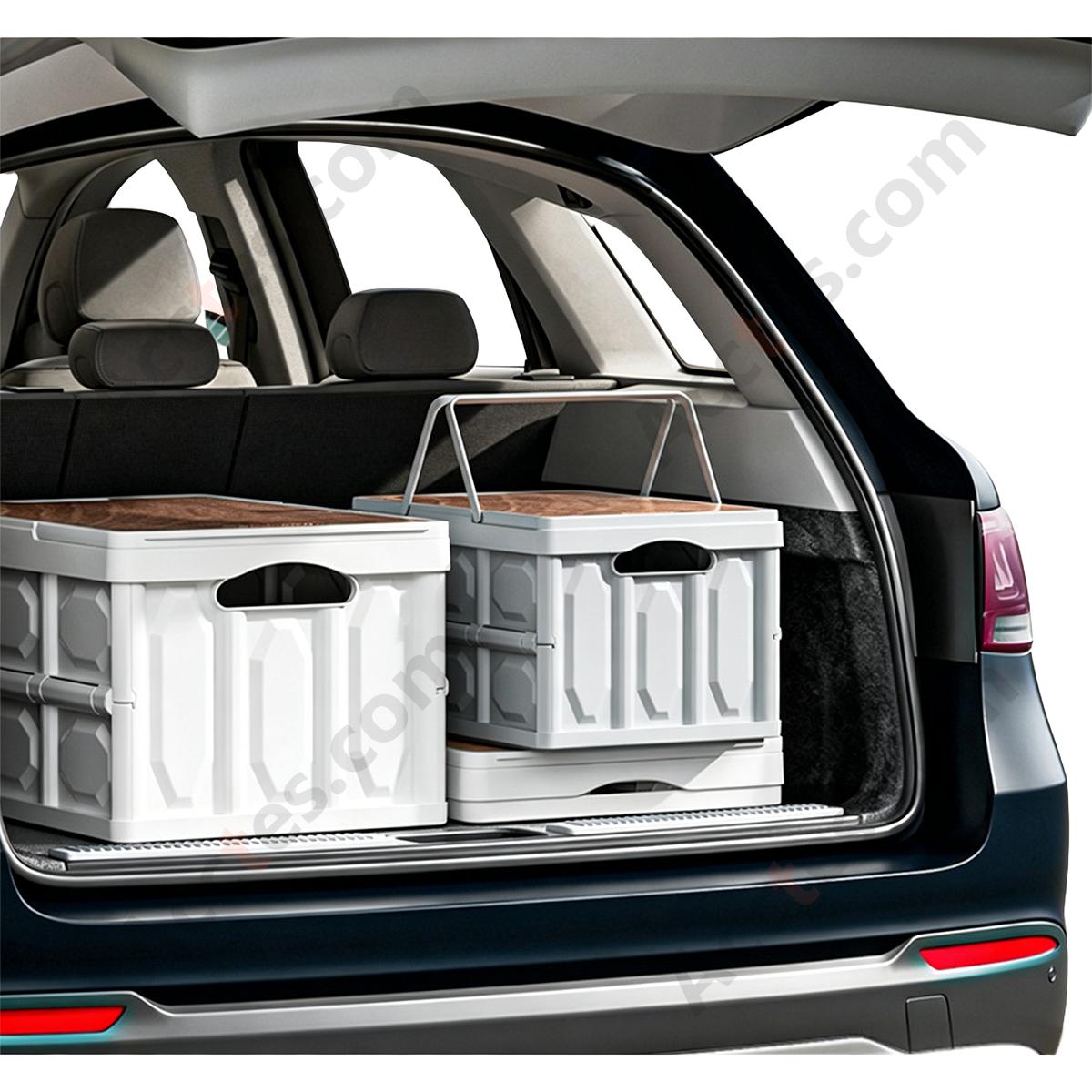 Multifunctional Foldable Large Car Trunk Storage Box, White, Medium