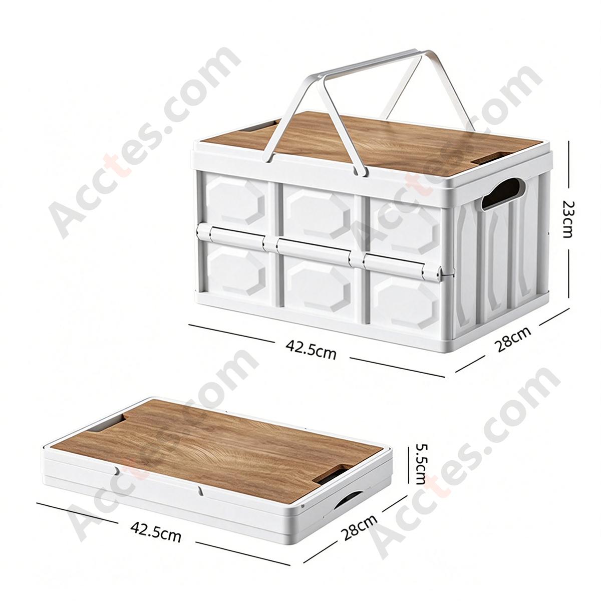 Multifunctional Foldable Large Car Trunk Storage Box, White, Large