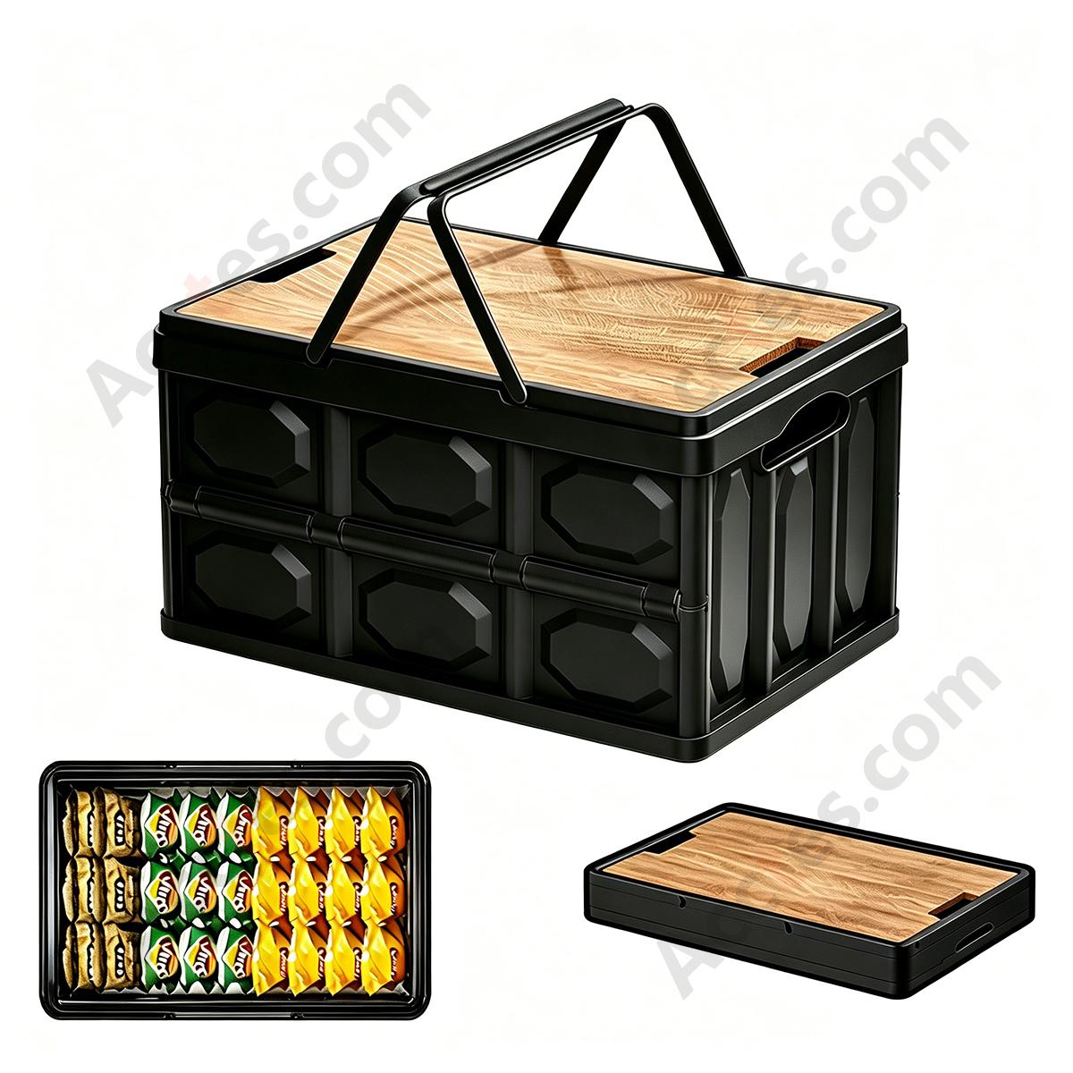 Multifunctional Foldable Large Car Trunk Storage Box, Black, Medium