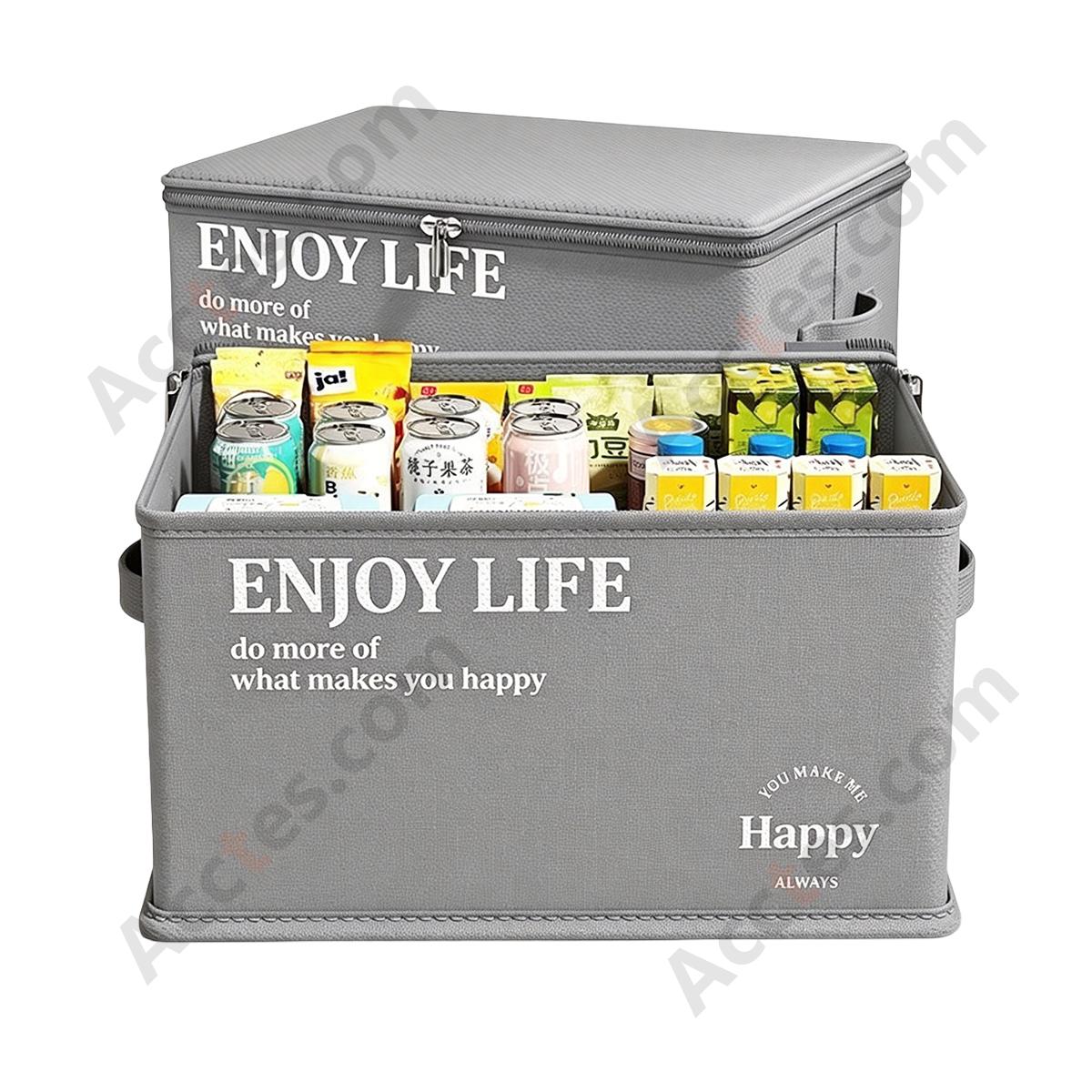 Zipper Foldable Car Storage Bin, Gray, Medium
