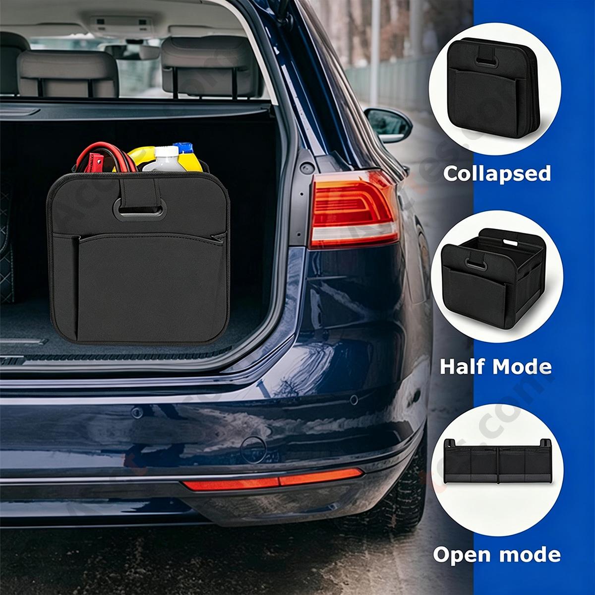 Large Capacity Foldable Oxford Cloth Car Trunk Storage Box, Black