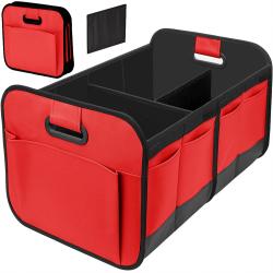 Large Capacity Foldable Oxford Cloth Car Trunk Storage Box, Red