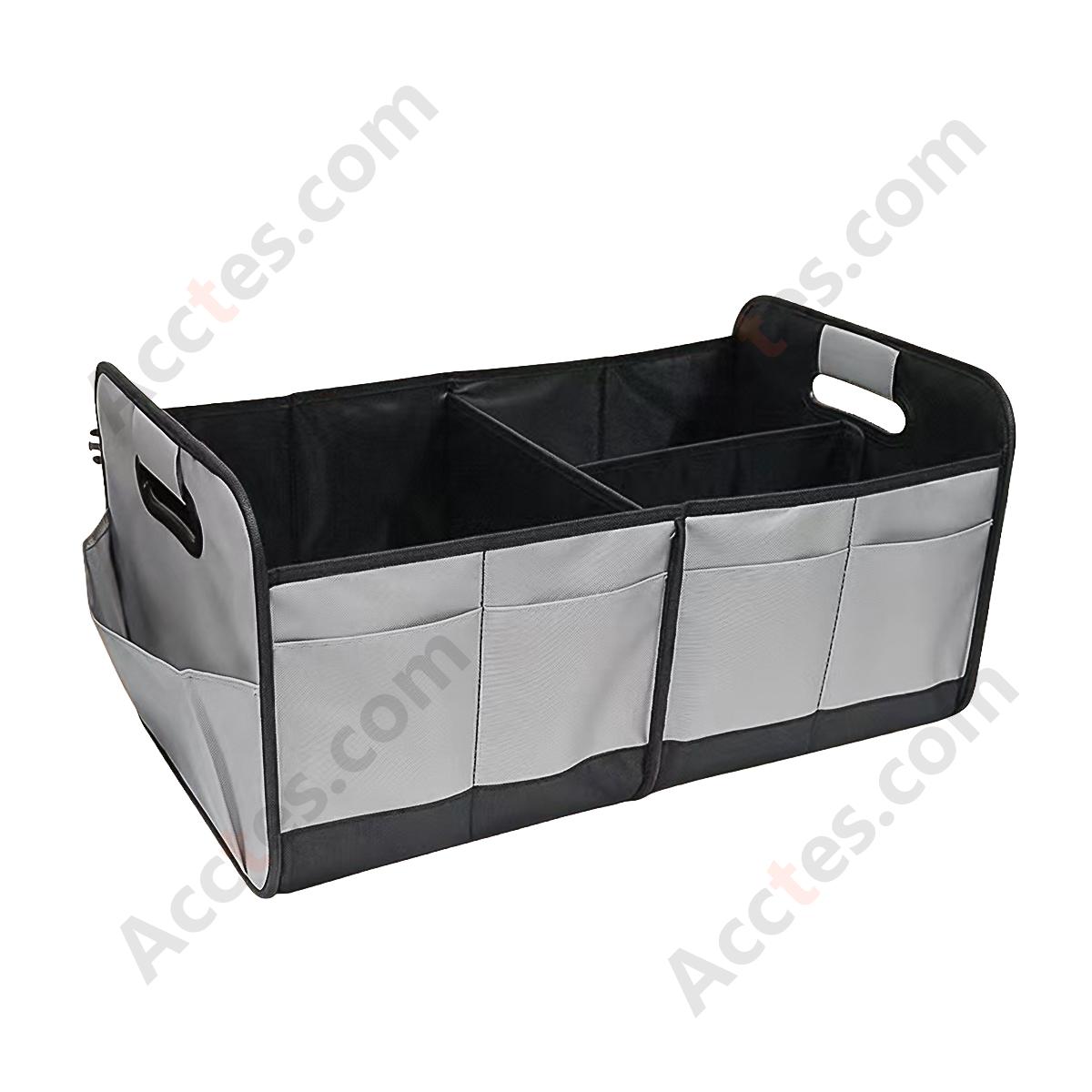 Large Capacity Foldable Oxford Cloth Car Trunk Storage Box, Gray