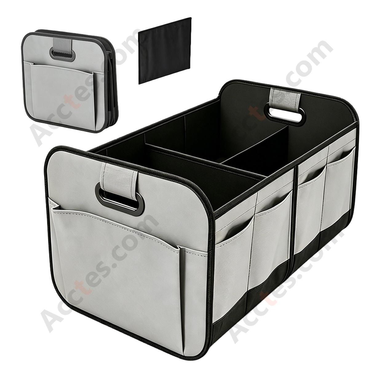Large Capacity Foldable Oxford Cloth Car Trunk Storage Box, Gray