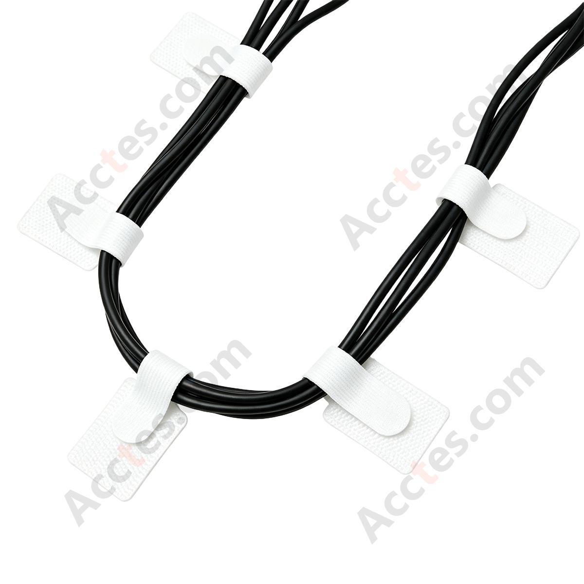 Heavy-Duty Self-Adhesive Hook and Loop Cable Straps, White, 20Pcs