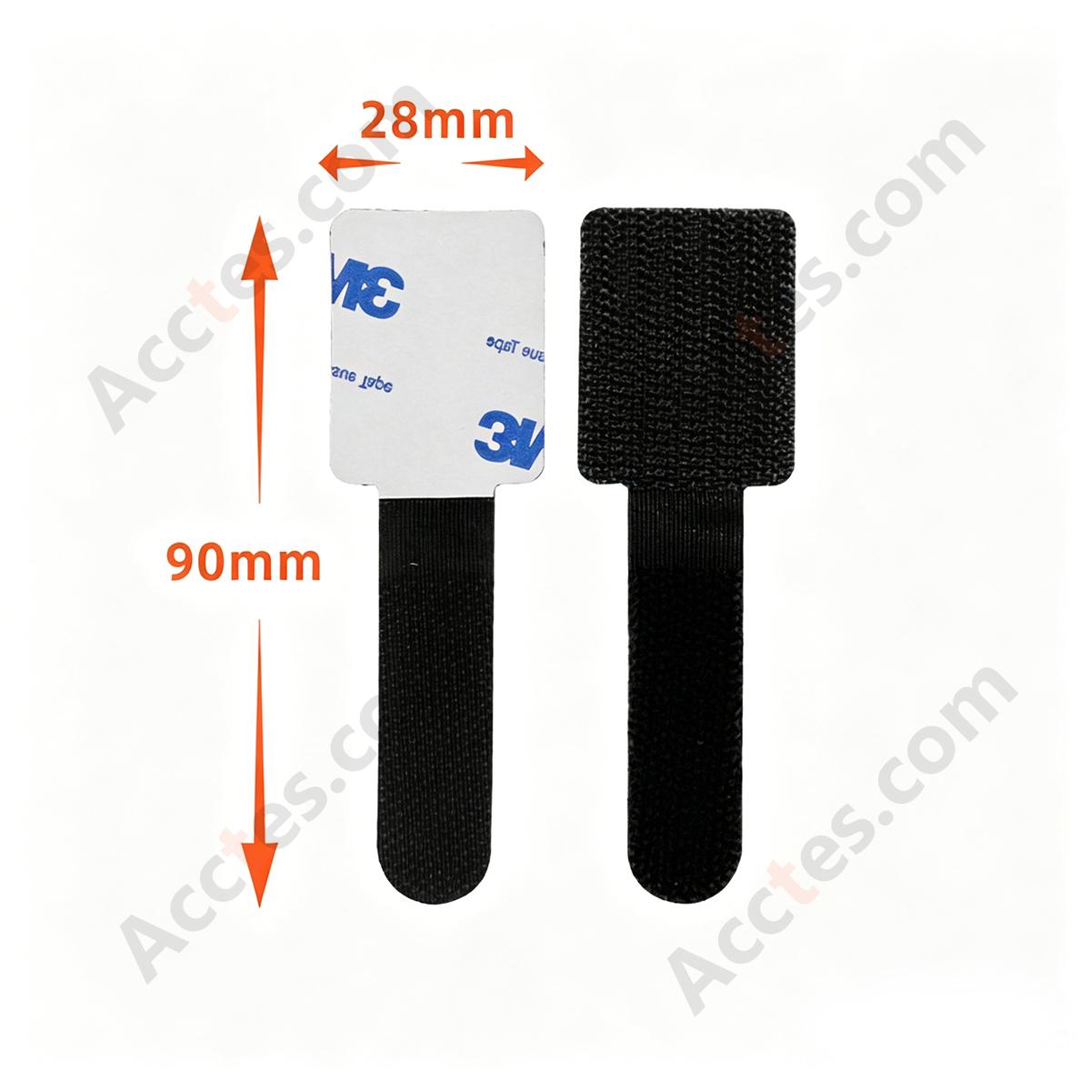 Heavy-Duty Self-Adhesive Hook and Loop Cable Straps, Black, 20Pcs