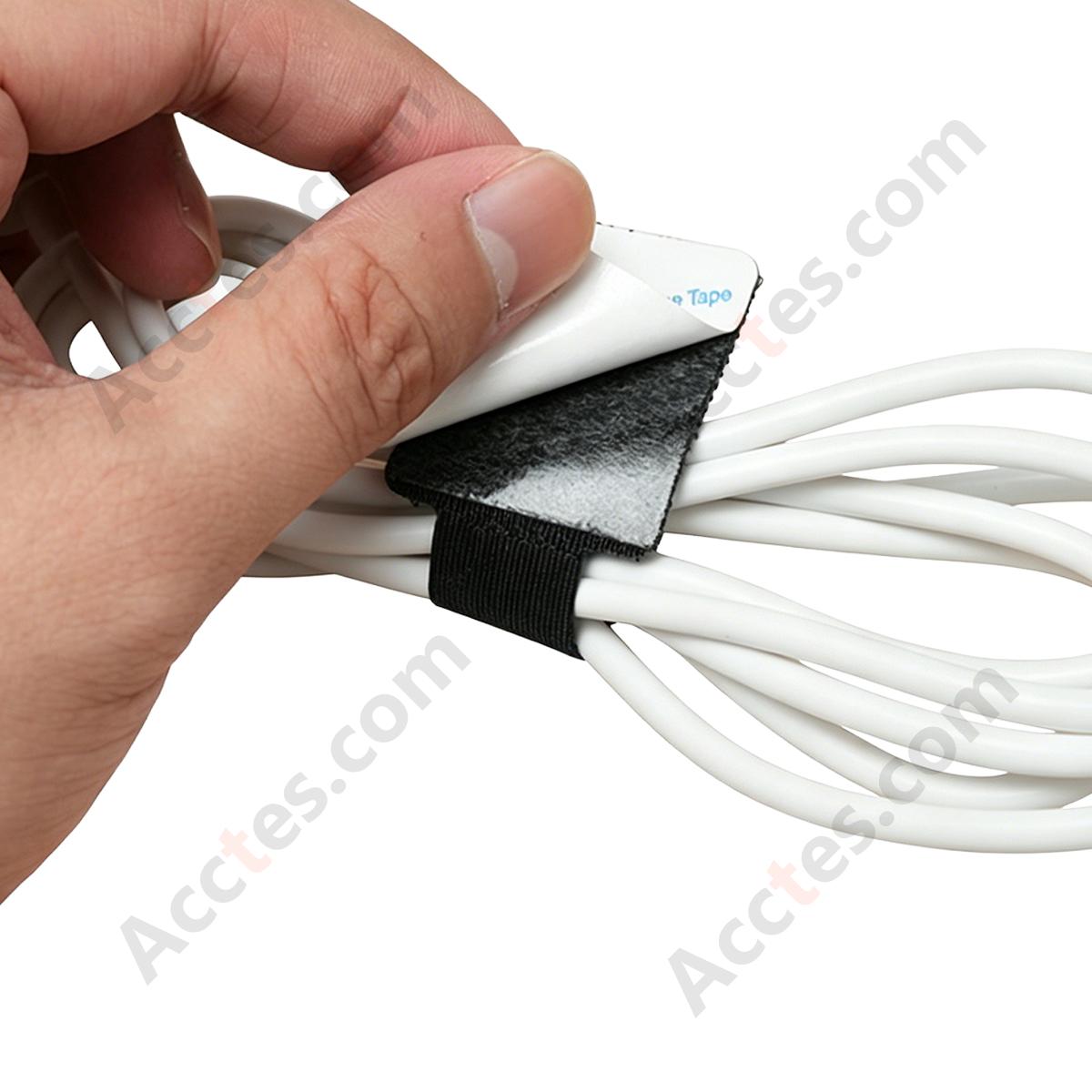 Heavy-Duty Self-Adhesive Hook and Loop Cable Straps, Black, 20Pcs