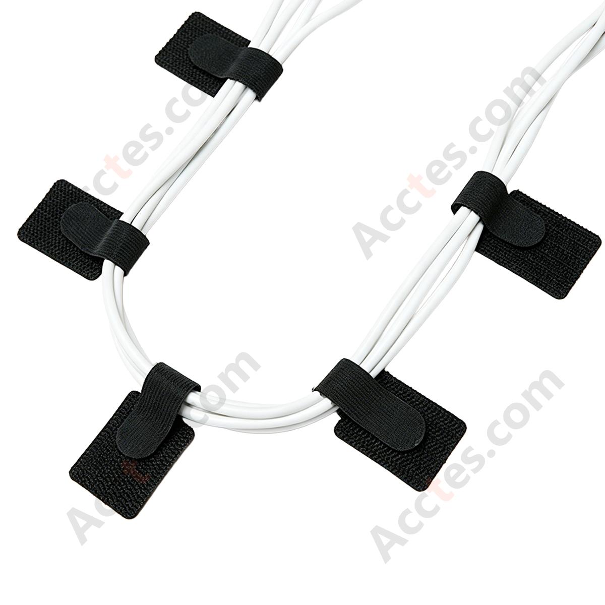Heavy-Duty Self-Adhesive Hook and Loop Cable Straps, Black, 20Pcs