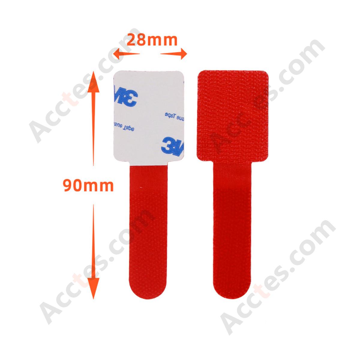 Heavy-Duty Self-Adhesive Hook and Loop Cable Straps, Red, 20Pcs