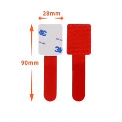 Heavy-Duty Self-Adhesive Hook and Loop Cable Straps, Red, 20Pcs
