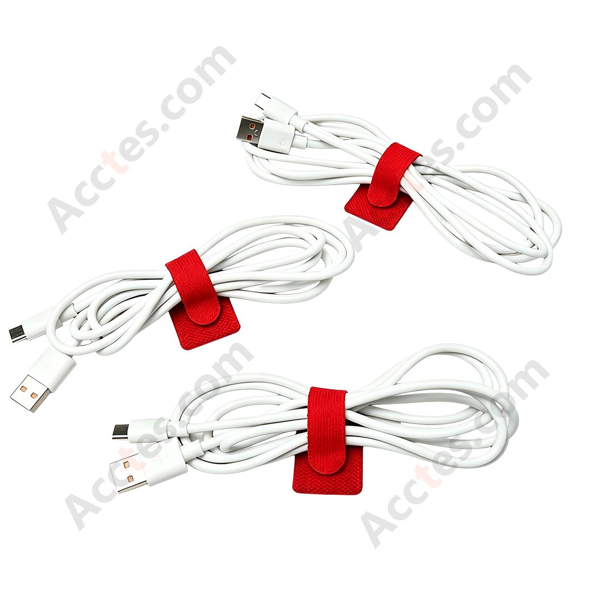 Heavy-Duty Self-Adhesive Hook and Loop Cable Straps, Red, 20Pcs