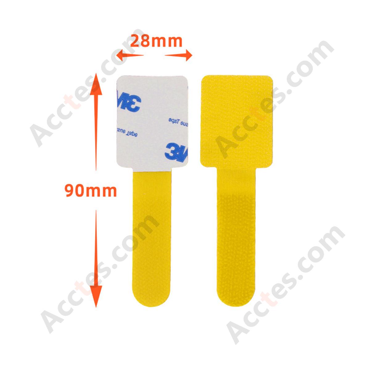 Heavy-Duty Self-Adhesive Hook and Loop Cable Straps, Yellow, 20Pcs