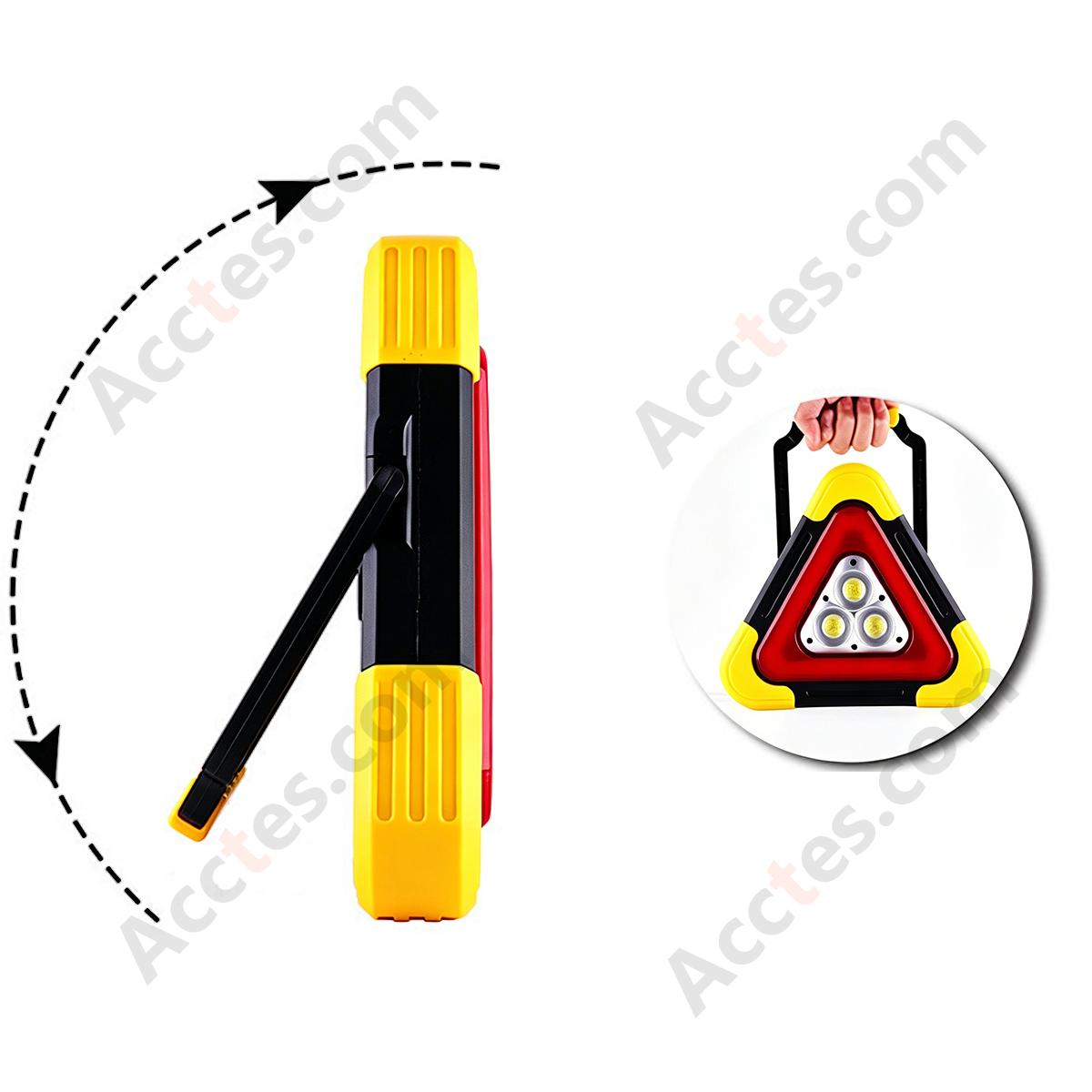 Solar Charging Reflective Car Warning Triangle with 3 LED Lights