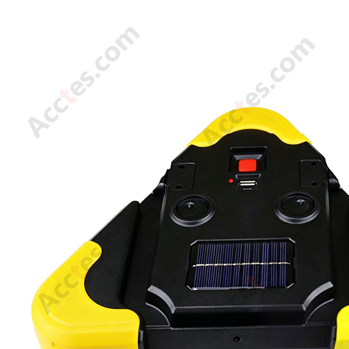 Solar Charging Reflective Car Warning Triangle with 3 LED Lights
