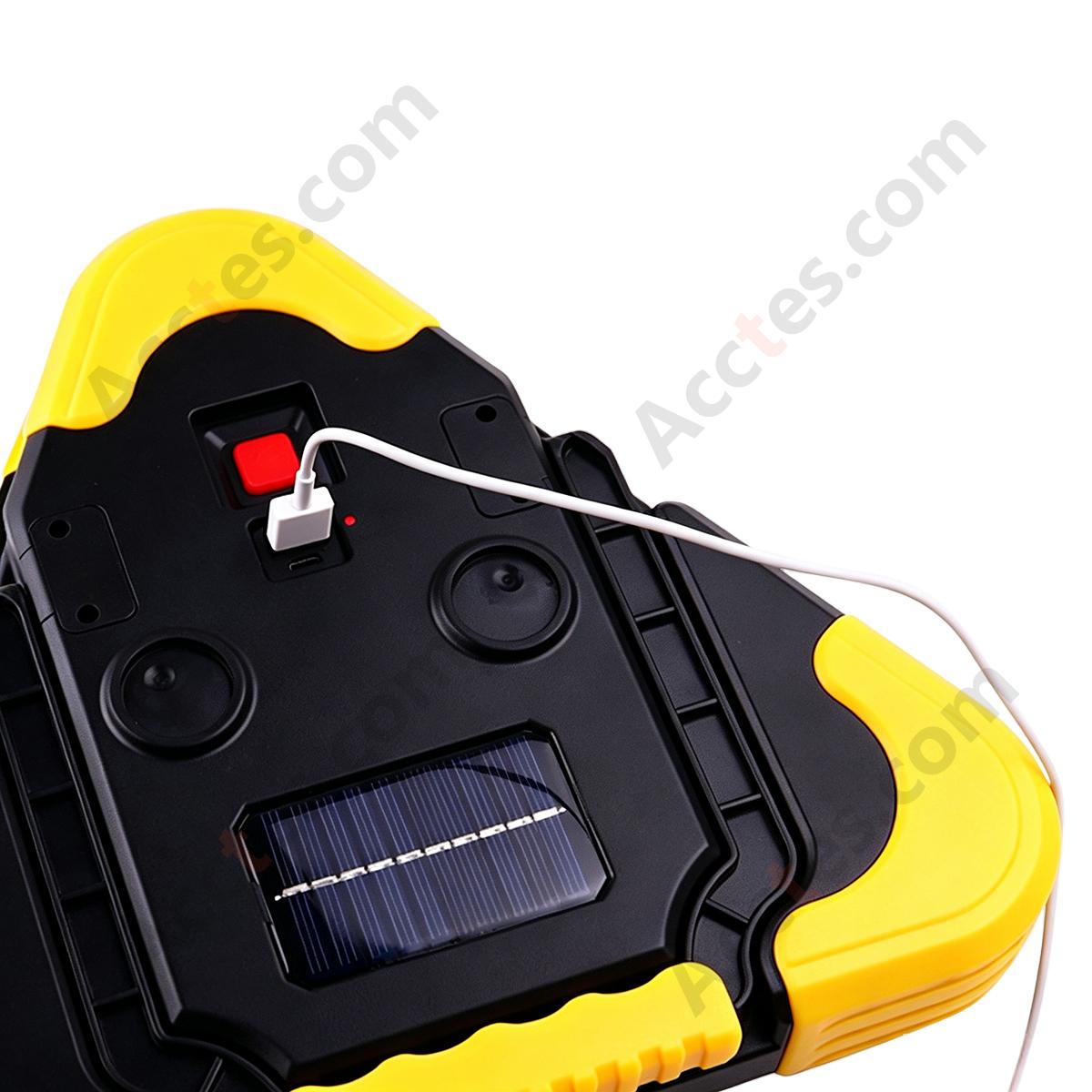 Solar Charging Reflective Car Warning Triangle with 3 LED Lights