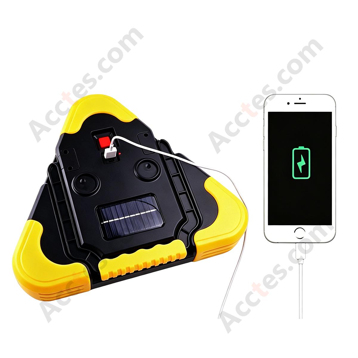 Solar Charging Reflective Car Warning Triangle with 3 LED Lights