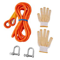 5 Ton Car Tow Strap 3m with U-Hook & Protective Gloves, Orange