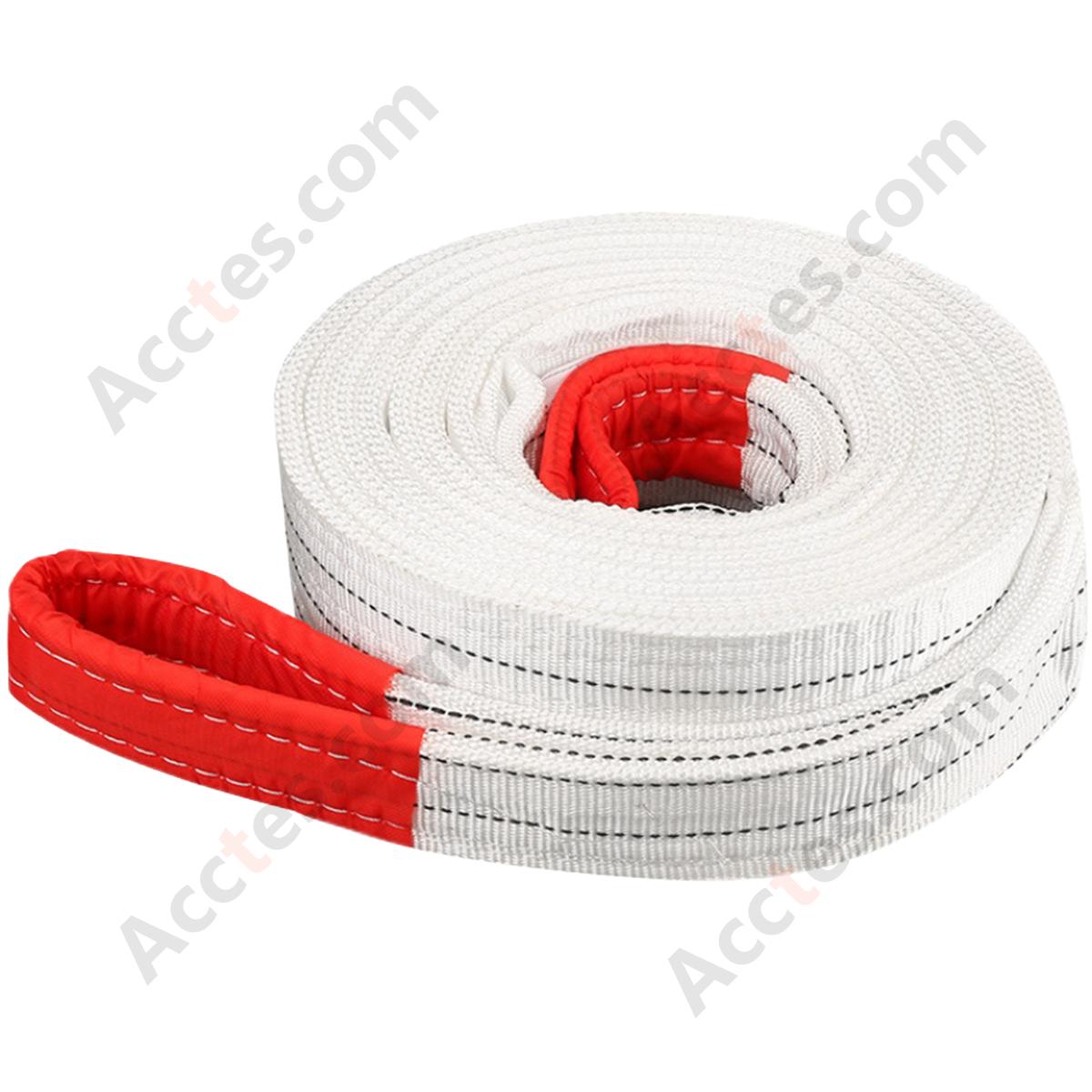 High-Strength Flat Double Loop Lifting Tow Strap, 5 Ton 3m, White