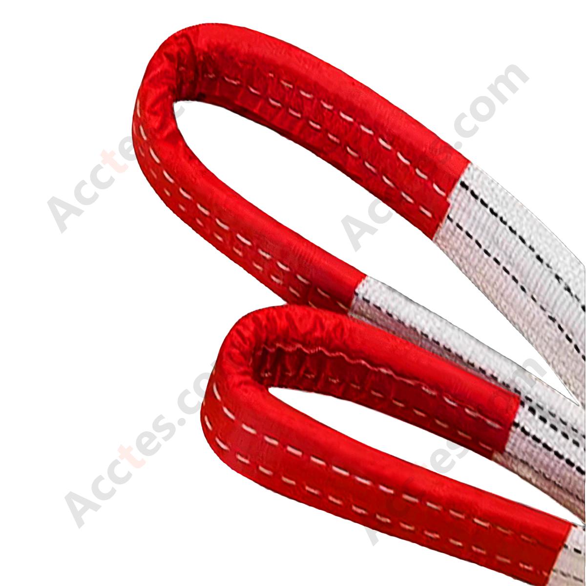High-Strength Flat Double Loop Lifting Tow Strap, 5 Ton 3m, White