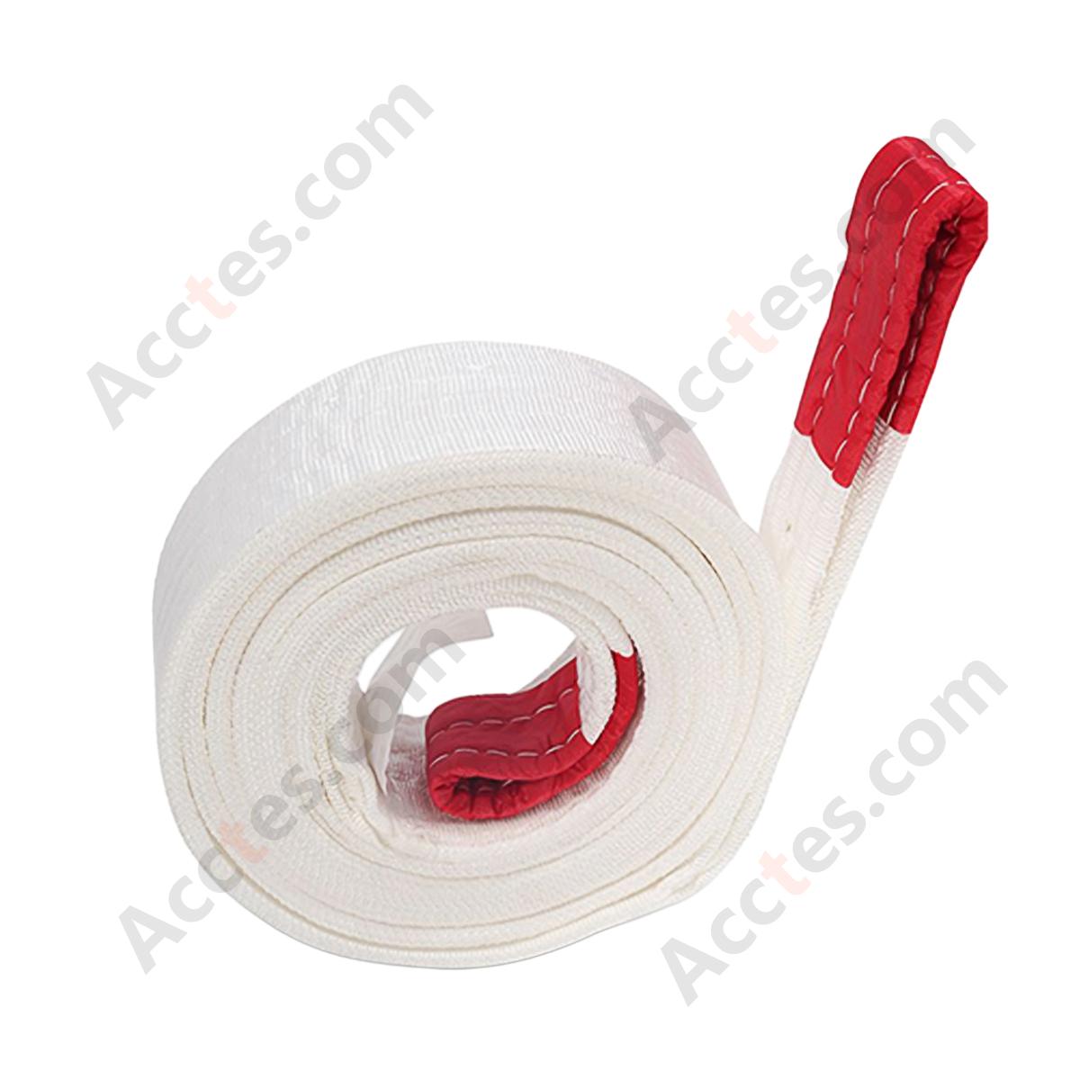 High-Strength Flat Double Loop Lifting Tow Strap, 3 Ton 3m, White