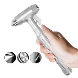 Multifunctional Car Emergency Escape Hammer, Tungsten Steel Hammer Head, Silver