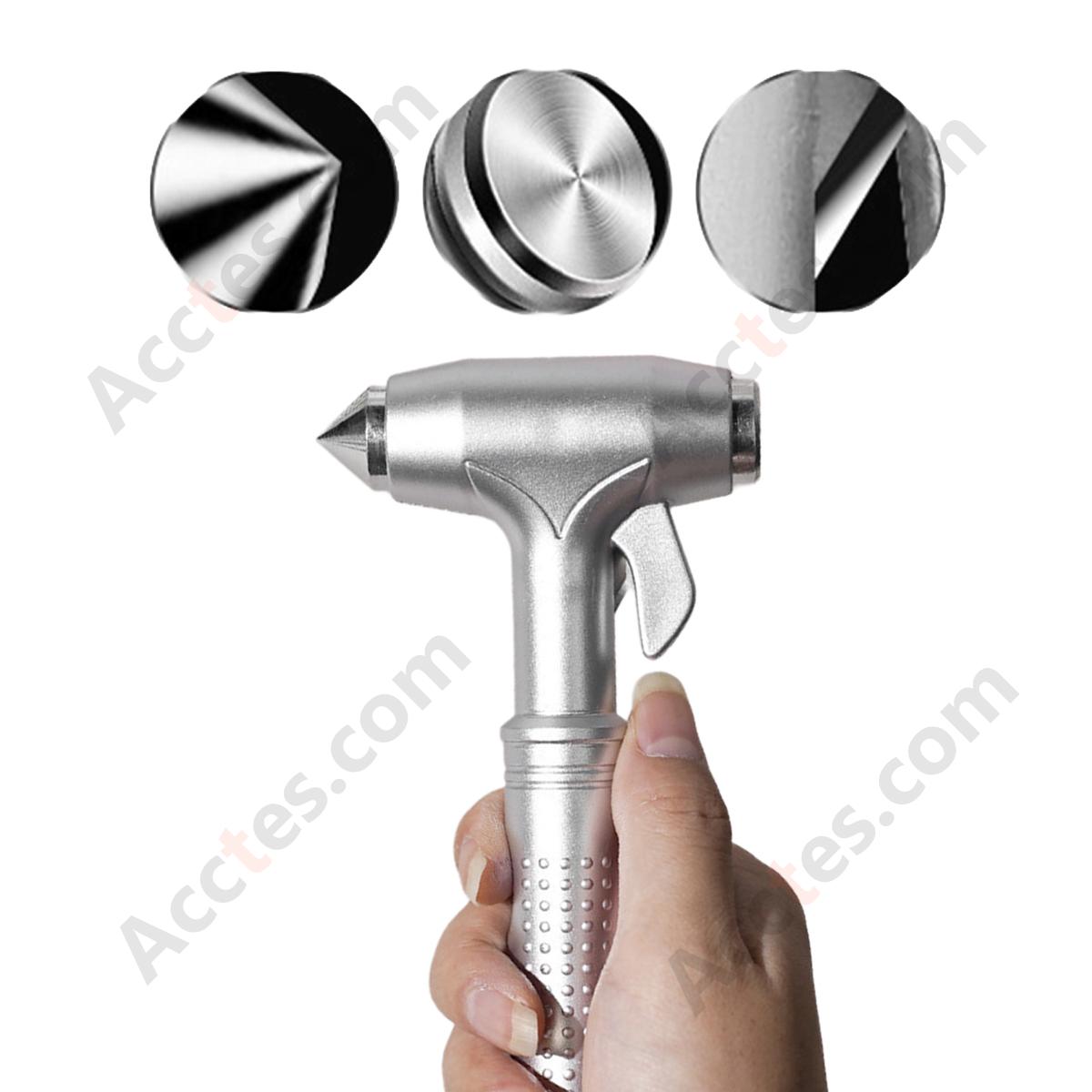 Multifunctional Car Emergency Escape Hammer, Alloy Hammer Head, Silver