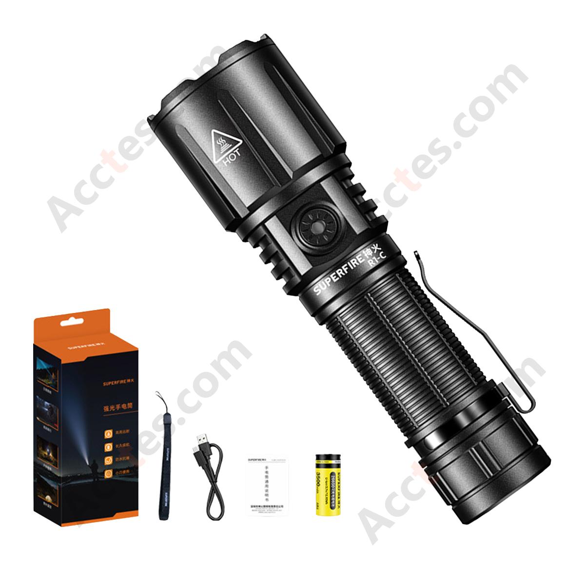 High Power Waterproof Multifunctional Flashlight with Type-C Charging, Model R1 Standard Configuration