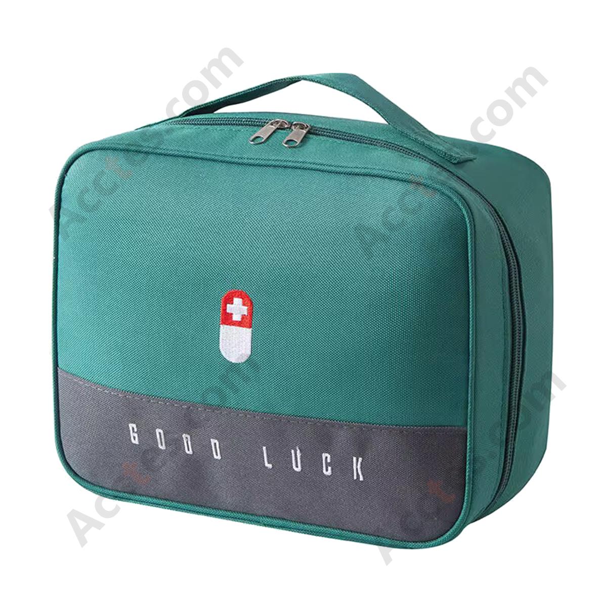 Portable Handy First Aid Medical Kit with Divided Storage, Green Large
