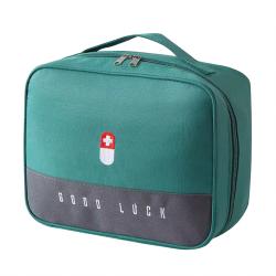 Portable Handy First Aid Medical Kit with Divided Storage, Green Large