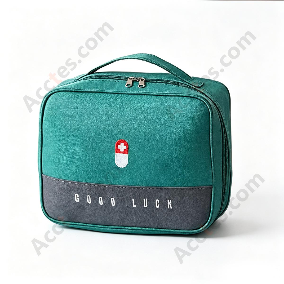 Portable Handy First Aid Medical Kit with Divided Storage, Green Large