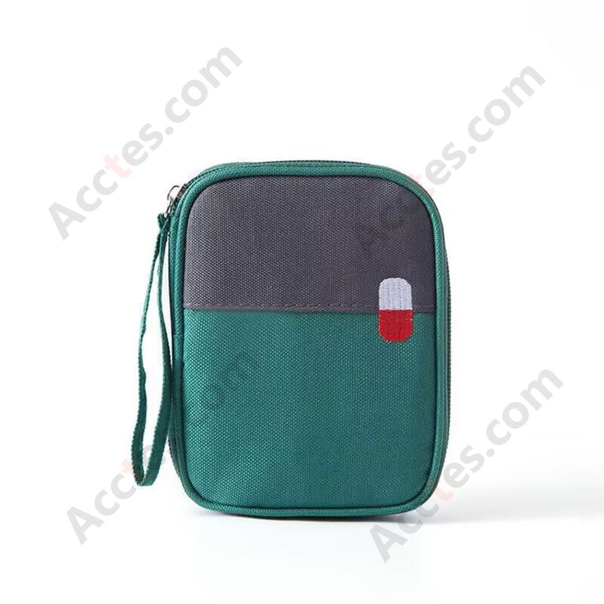 Portable Handy First Aid Medical Kit with Divided Storage, Green Small