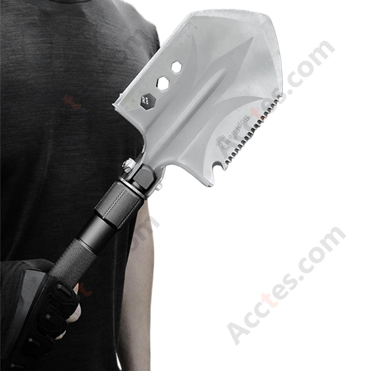 Outdoor Multifunctional Folding Shovel, Portable Camping Spade with High Carbon Steel, 3-Section Handle