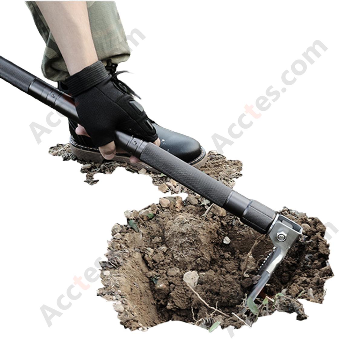 Outdoor Multifunctional Folding Shovel, Portable Camping Spade with High Carbon Steel, 3-Section Handle