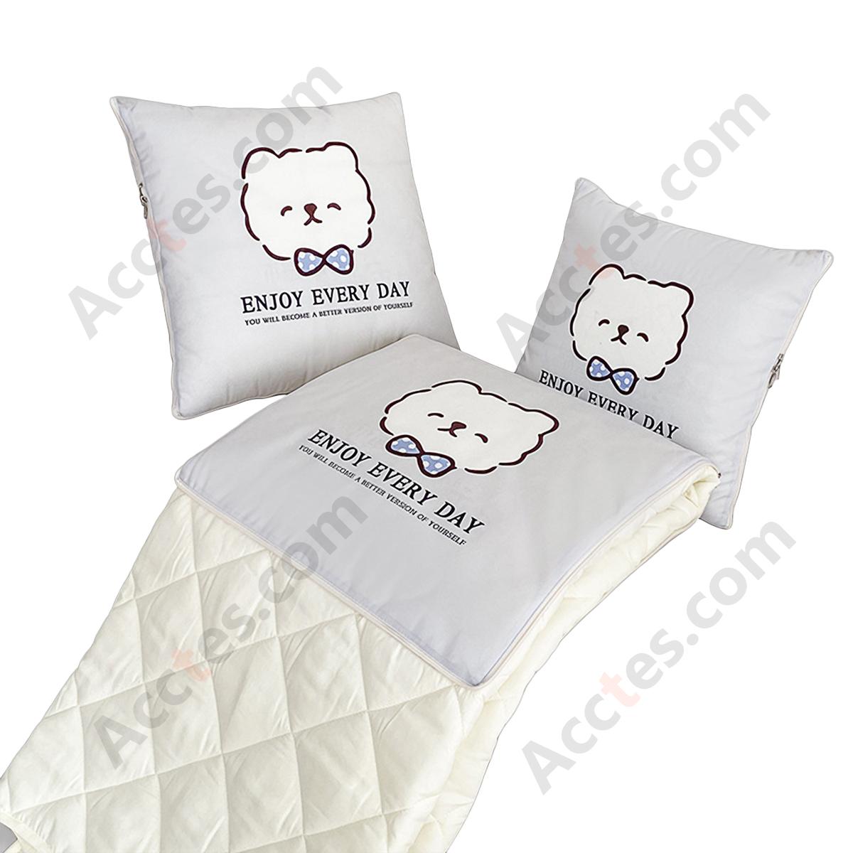 All-Season Multifunctional 2-in-1 Pillow Blanket, Bow Decor Pattern, Small Size