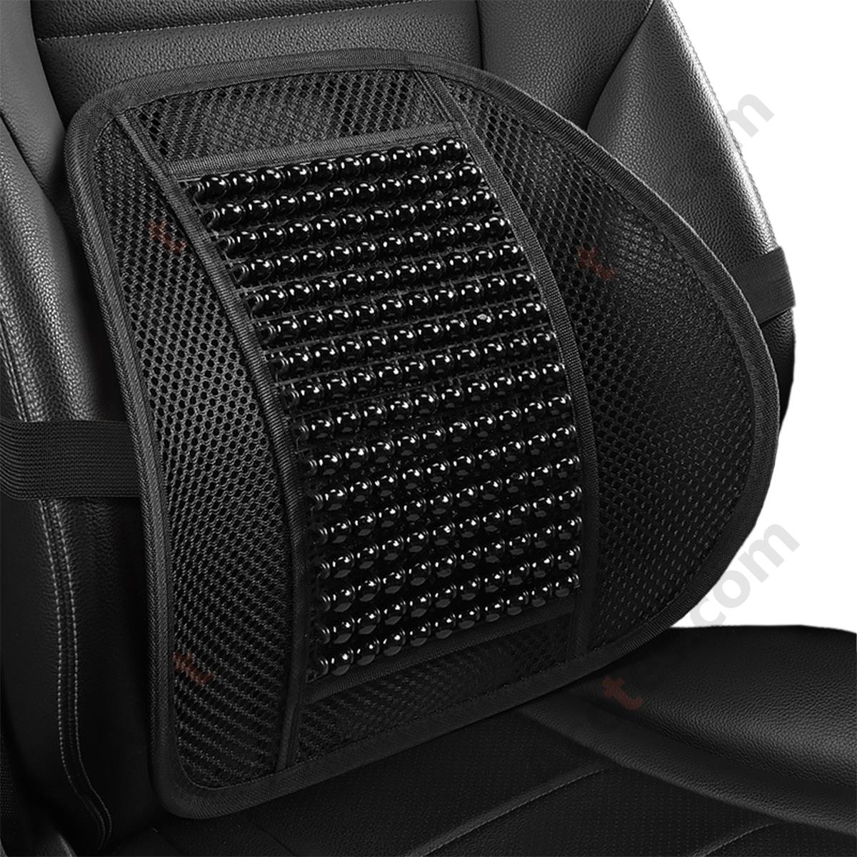Summer Wooden Bead Car Lumbar Support Cushion, Mysterious Black