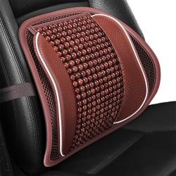 Summer Maple Wood Grain Wooden Bead Car Lumbar Support Cushion, Brown