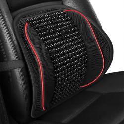 Summer Maple Wood Grain Wooden Bead Car Lumbar Support Cushion, Black