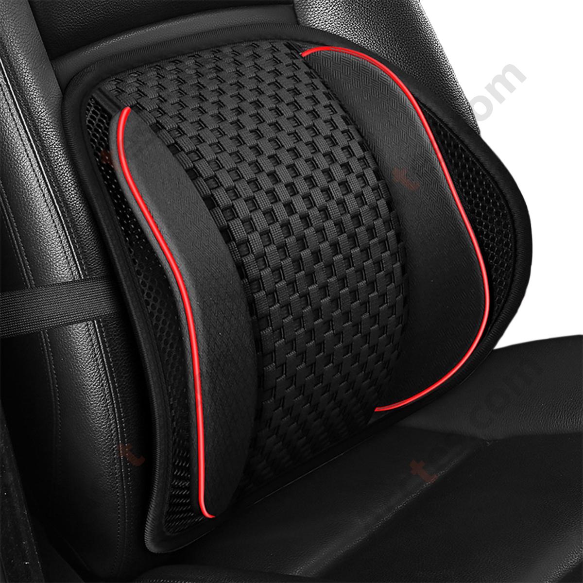 Summer Woven Texture Wooden Bead Car Lumbar Support Cushion, Black